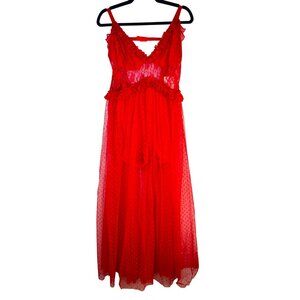 2/$30 NWT Choosy Size 18 Red Lingerie Maxi Gown Lace & Mesh